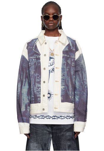 Jean Paul Gaultier White & Blue Trompe L'œil Denim Jacket