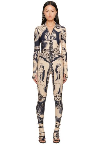 Jean Paul Gaultier Beige Graphic Jumpsuit