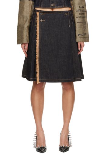 Jean Paul Gaultier Indigo Kilt Denim Midi Skirt