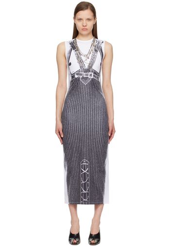 Jean Paul Gaultier White & Black 'Trompe L'oeil' Maxi Dress