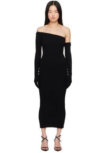 Jean Paul Gaultier Black Asymmetric Neck Maxi Dress