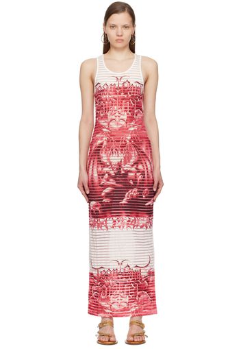 Jean Paul Gaultier White & Red Scoop Neck Maxi Dress