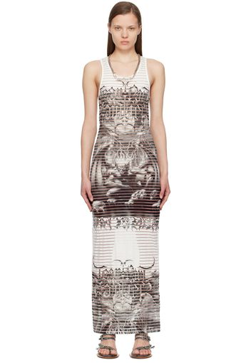 Jean Paul Gaultier White & Black Scoop Neck Maxi Dress