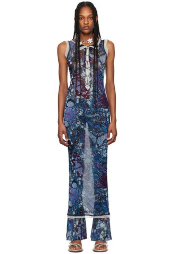 Jean Paul Gaultier Blue & Purple 'The Butterfly' Maxi Dress