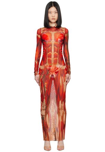 Jean Paul Gaultier Red 'The Écorché' Maxi Dress