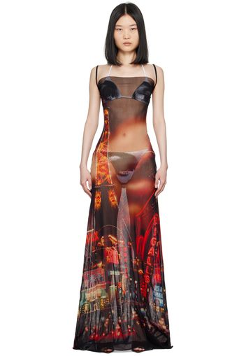 Jean Paul Gaultier Red 'The Cowl Neck Pigalle' Maxi Dress