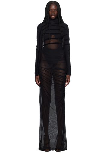 Jean Paul Gaultier Black 'The Striped Flocked' Maxi Dress