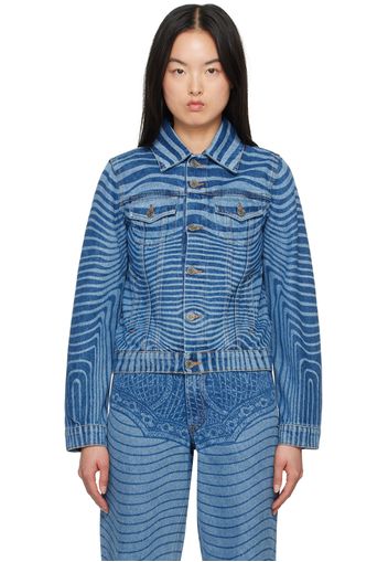 Jean Paul Gaultier Blue Laser Printed Denim Jacket