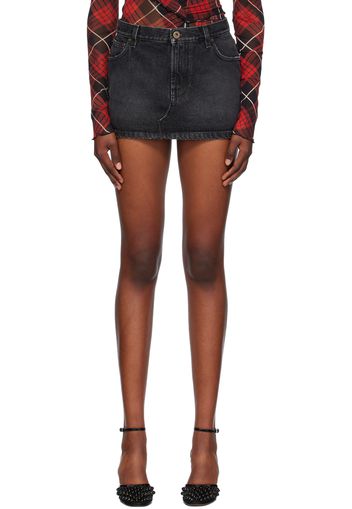 Jean Paul Gaultier Black Faded Denim Miniskirt