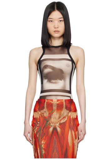 Jean Paul Gaultier Black 'The Eyes And Lips' Bodysuit