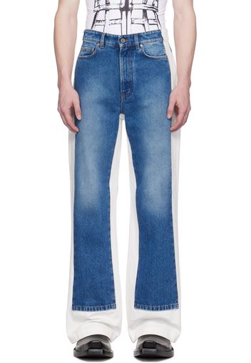 Jean Paul Gaultier Blue & White Paneled Jeans