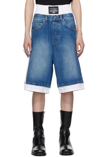 Jean Paul Gaultier Blue & White 'The Trompe L'œil' Denim Shorts