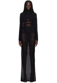 Jean Paul Gaultier Black 'The Striped Flocked' Maxi Dress