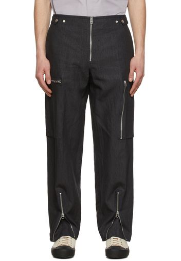 Jil Sander Navy Linen Cargo Pants