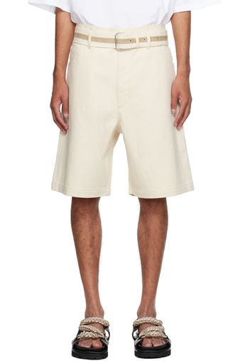 Jil Sander Off-White Belted Denim Shorts