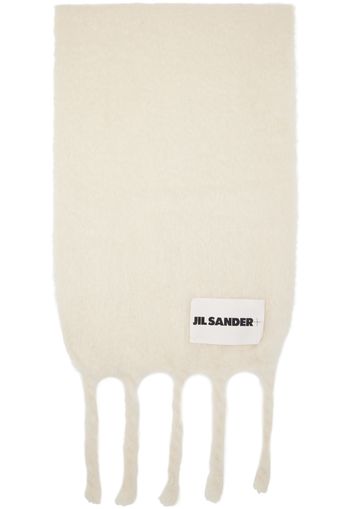 Jil Sander White Fringed Scarf