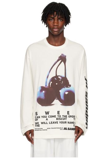 Jil Sander White Printed Long Sleeve T-Shirt