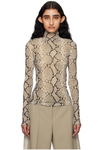 Jil Sander Beige Printed Turtleneck