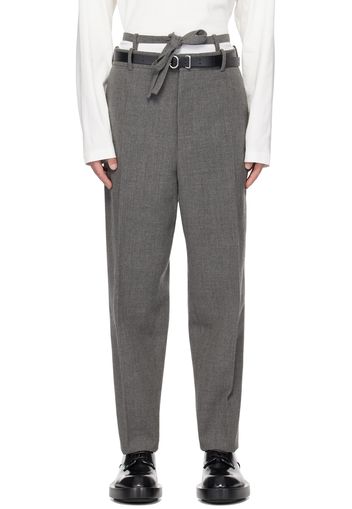 Jil Sander Gray Belted Trousers