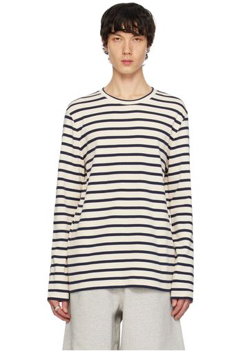 Jil Sander Beige & Navy Multistripe Long Sleeve T-Shirt