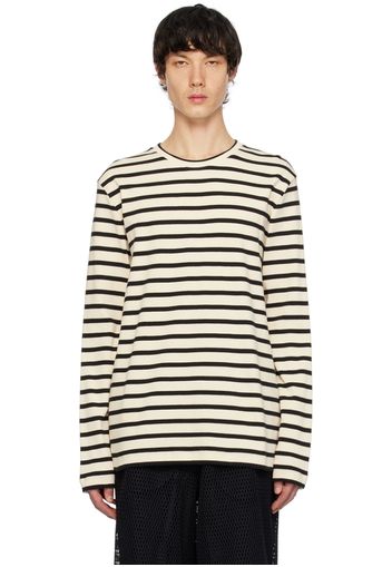 Jil Sander Off-White & Black Striped Long Sleeve T-shirt