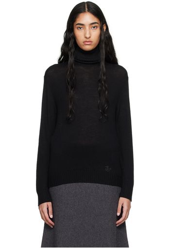 Jil Sander Black Embroidered-Logo Turtleneck