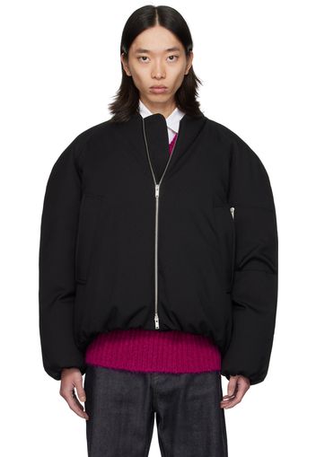 Jil Sander Black Zip Down Bomber Jacket