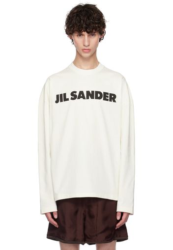 Jil Sander Off-White Printed Logo Long Sleeve T-Shirt