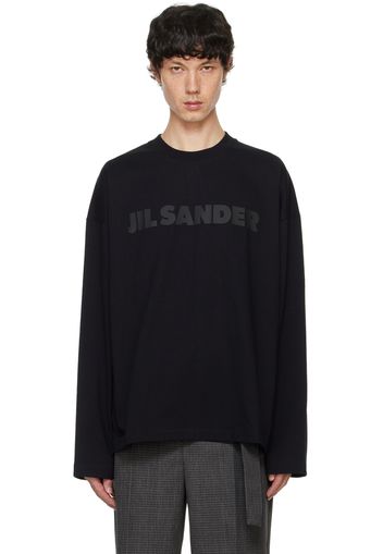 Jil Sander Black Printed-Logo Long Sleeve T-Shirt