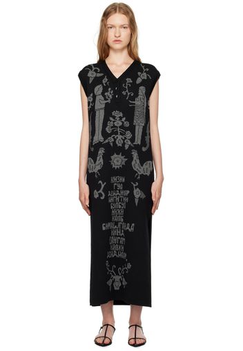 J.Kim Black Sangam Suzani Midi Dress