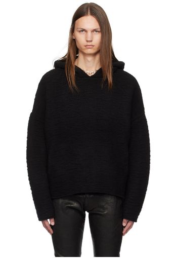 John Elliott Black Glitch Jacquard Poncho Hoodie