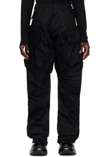 Julius Black Wide Gasmask Denim Cargo Pants