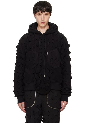 Juntae Kim Black Laser Slashed Fleece Hoodie