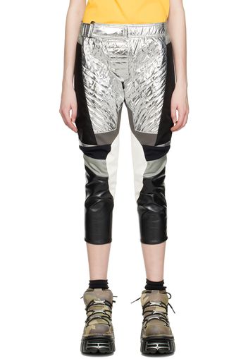 Junya Watanabe Silver & Black Paneled Faux-Leather Trousers