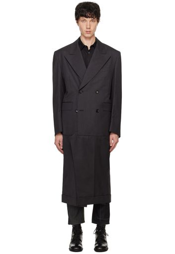 Junya Watanabe Gray Wool Stripe Coat