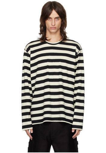 Junya Watanabe Black & Off-White Wool Stripe Long Sleeve T-Shirt