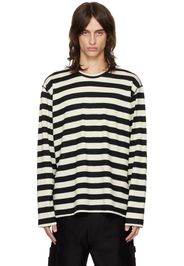 Junya Watanabe Black & Off-White Wool Stripe Long Sleeve T-Shirt