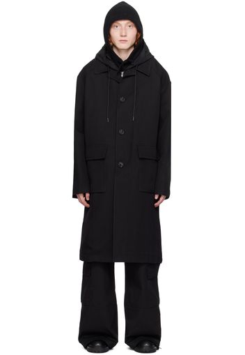 Juun.J Black Detachable Hood Coat