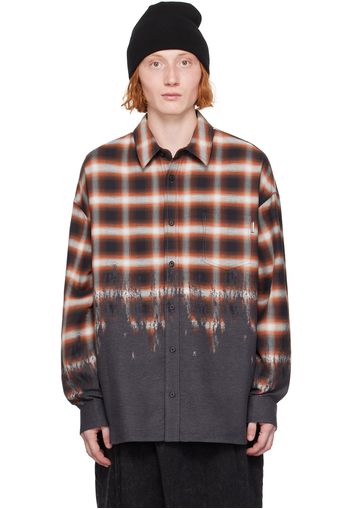 Juun.J Brown Border Check Shirt