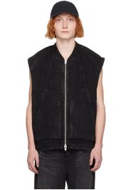 Juun.J Black Oil-Washed Denim Vest