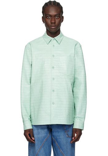 JW Anderson Green Spread Collar Leather Jacket