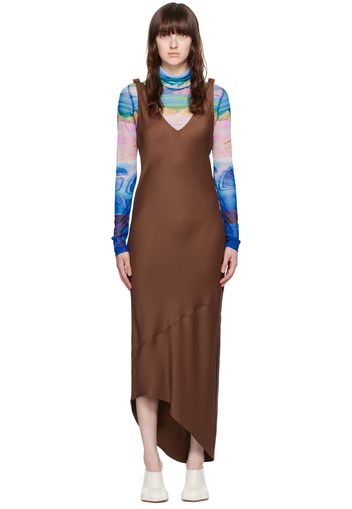 JW Anderson Brown V-Neck Midi Dress