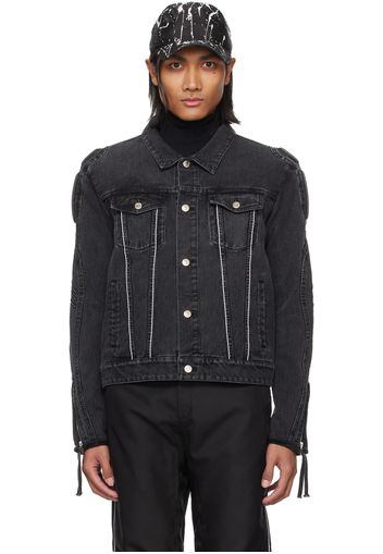 KANGHYUK Black Lock Stitched Denim Jacket