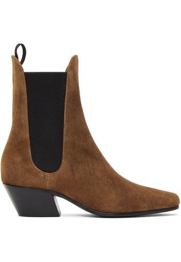 Khaite Tan Saratoga Ankle Boots