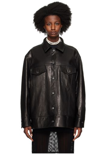 KHAITE Black 'The Grizzo' Leather Jacket