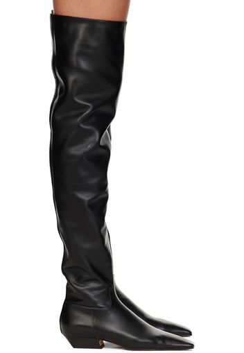 KHAITE Black 'The Marfa Over-The-Knee Flat' Boots