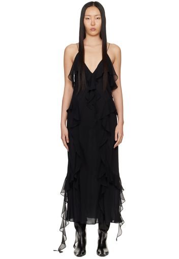 KHAITE Black Pim Midi Dress