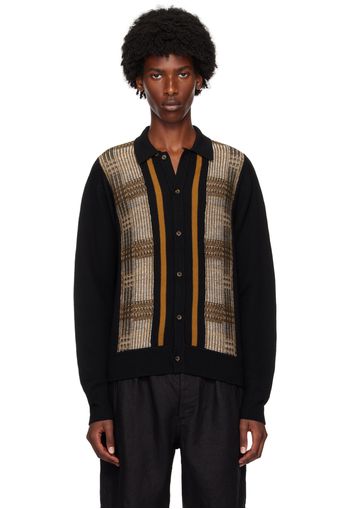 King & Tuckfield Black & Brown Merino Wool Cardigan