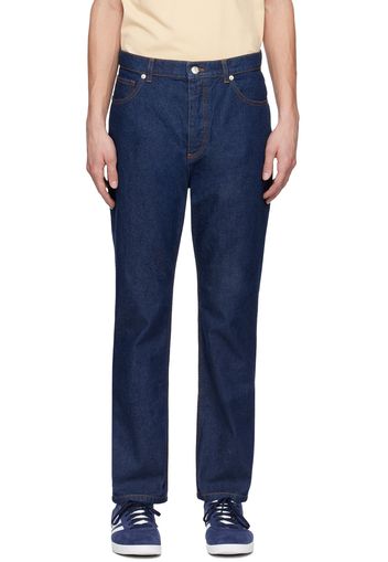 Maison Kitsuné Indigo Embroidered Jeans