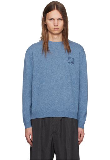 Maison Kitsuné Blue Bold Fox Head Embroidered Sweater